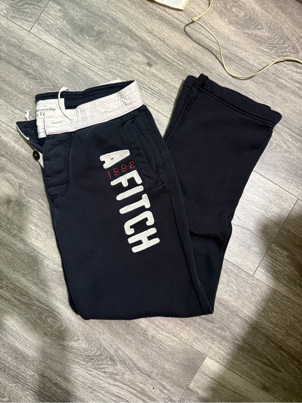 Abercrombie & Fitch Navy Sweatpants with White Trim